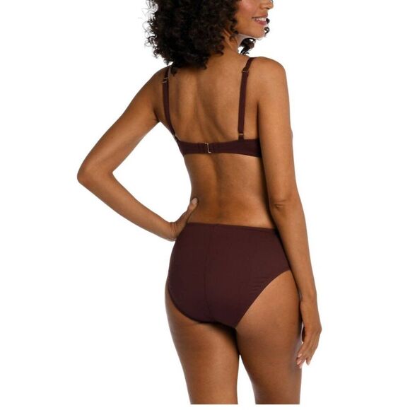 La Blanca Island Goddess Over-The-Shoulder Wrap Top Brown NWT 12 Mocha Brown - Picture 2 of 5